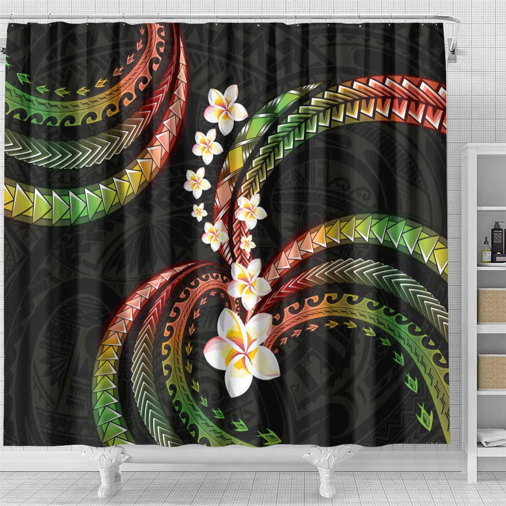 Hawaii Plumeria Reggae Shower Curtain Polynesian Pattern