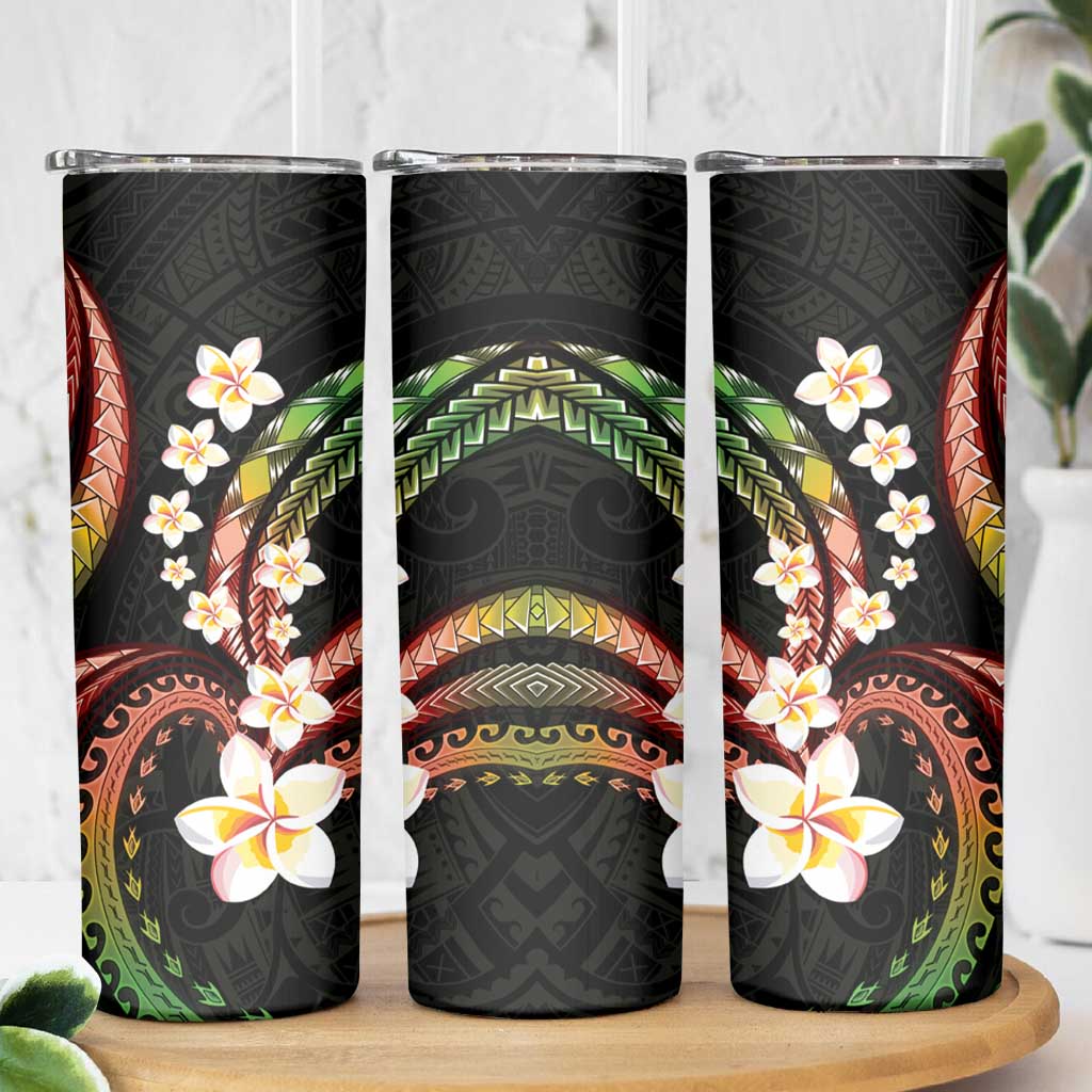 Hawaii Plumeria Reggae Skinny Tumbler Polynesian Pattern