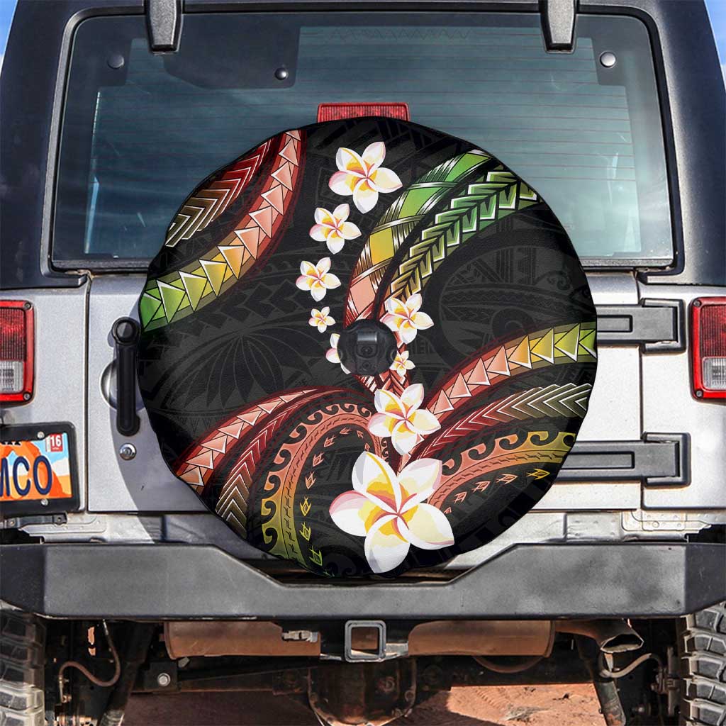 Hawaii Plumeria Reggae Spare Tire Cover Polynesian Pattern