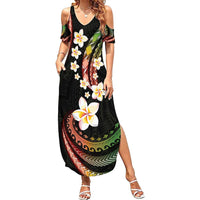 Hawaii Plumeria Reggae Summer Maxi Dress Polynesian Pattern