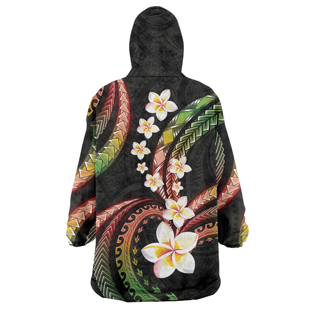 Hawaii Plumeria Reggae Wearable Blanket Hoodie Polynesian Pattern