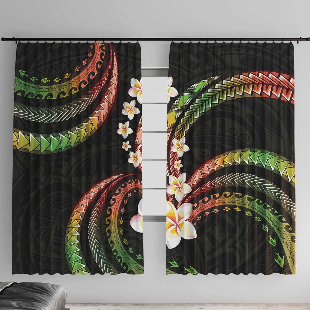 Hawaii Plumeria Reggae Window Curtain Polynesian Pattern