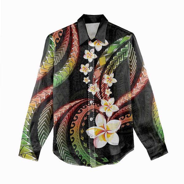 Personalised Maui Hawaii Women Casual Shirt Polynesian Tattoo and Pacific Plumeria White Vibe LT9 main image 1
