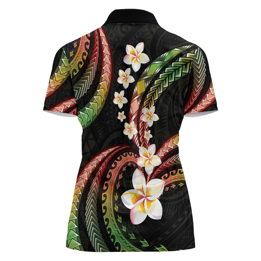 Hawaii Plumeria Reggae Women Polo Shirt Polynesian Pattern