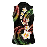 Hawaii Plumeria Reggae Women Sleeveless Polo Shirt Polynesian Pattern