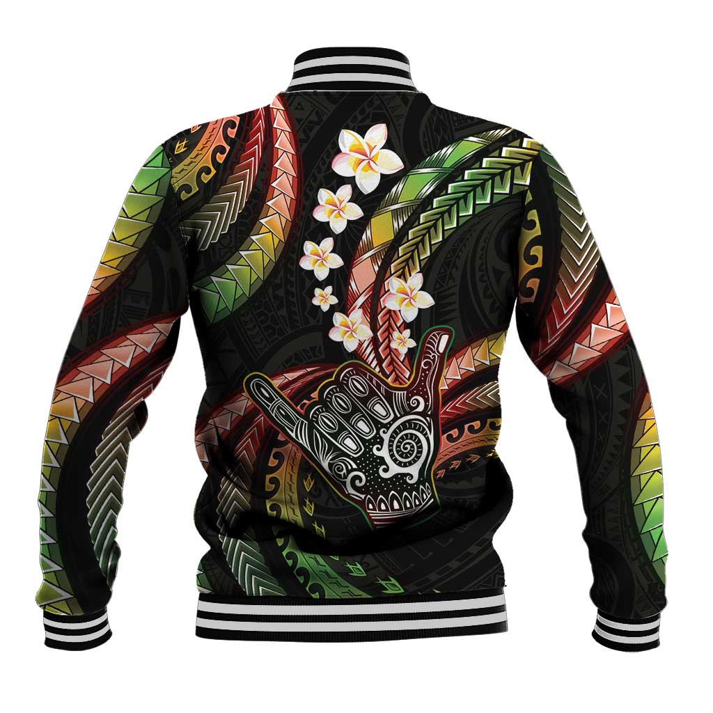 Hawaii Shaka Sign Baseball Jacket Fantastic Frangipani Reggae