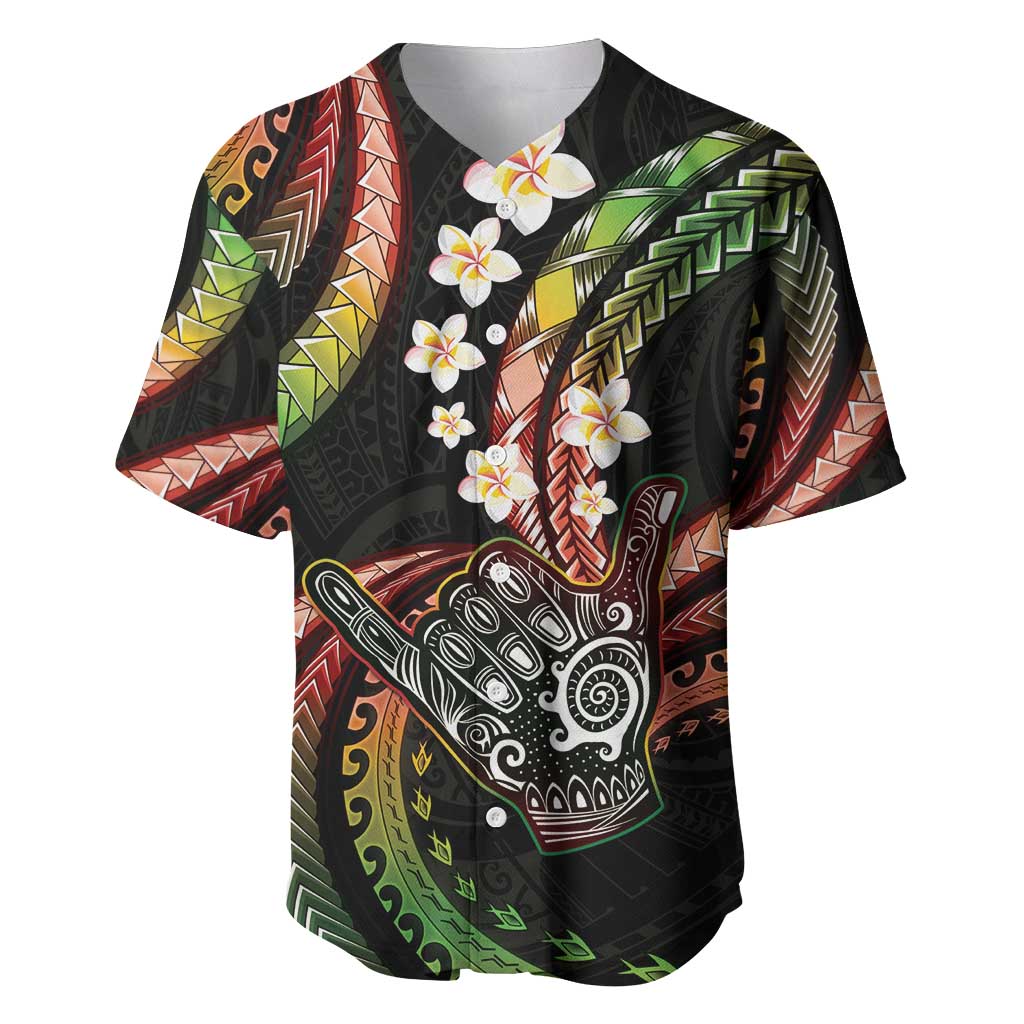 Hawaii Shaka Sign Baseball Jersey Fantastic Frangipani Reggae