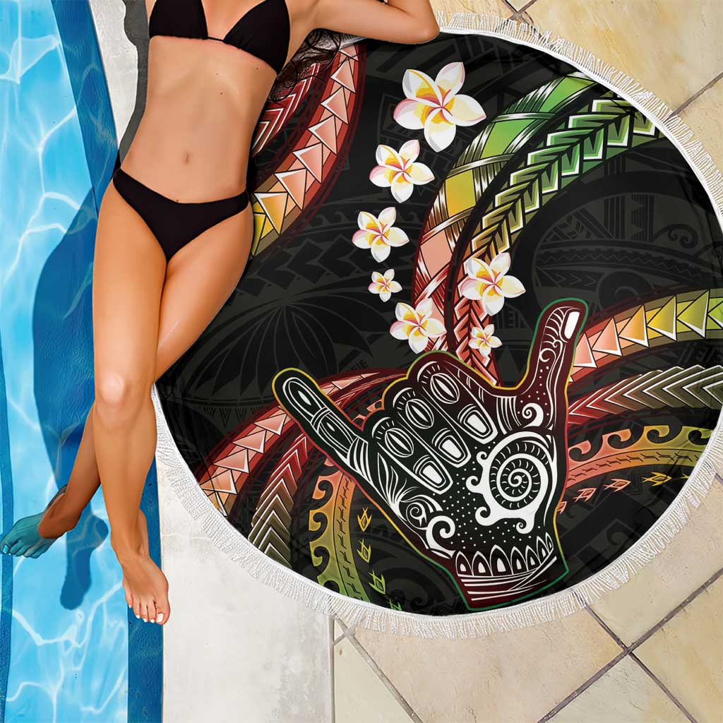 Hawaii Shaka Sign Beach Blanket Fantastic Frangipani Reggae