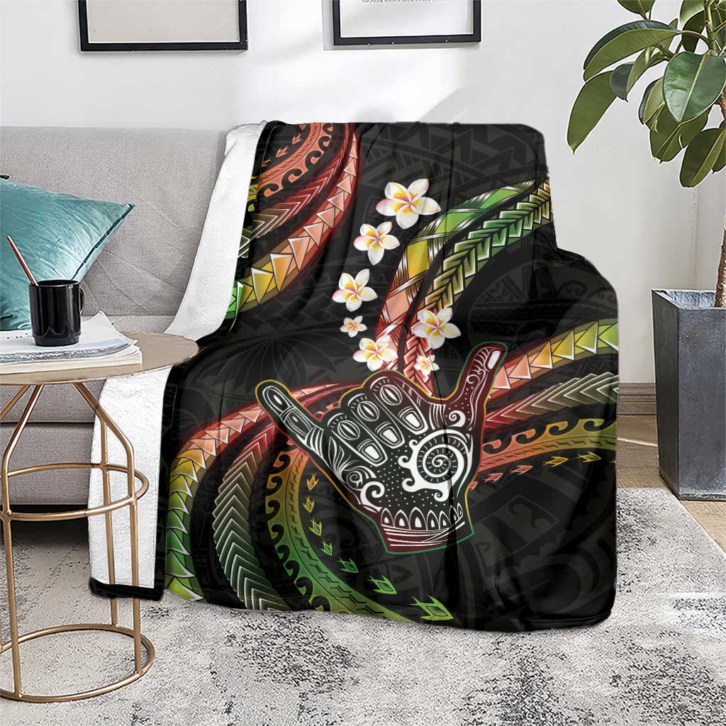 Hawaii Shaka Sign Blanket Fantastic Frangipani Reggae