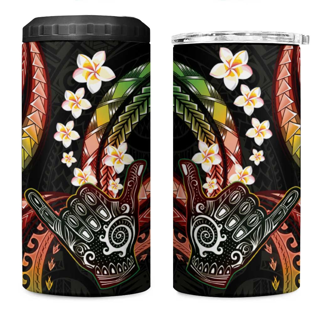 Hawaii Shaka Sign 4 in 1 Can Cooler Tumbler Fantastic Frangipani Reggae