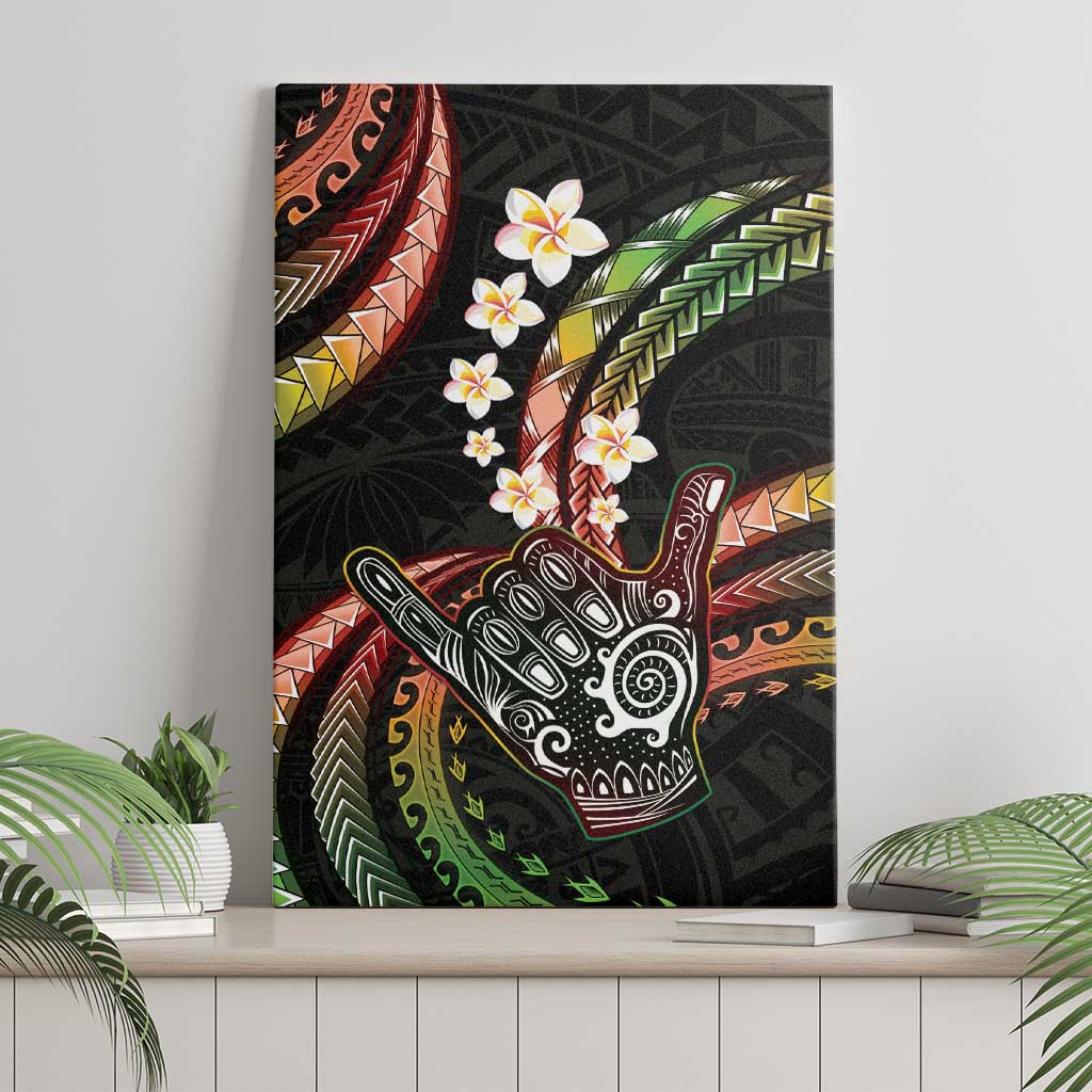 Hawaii Shaka Sign Canvas Wall Art Fantastic Frangipani Reggae