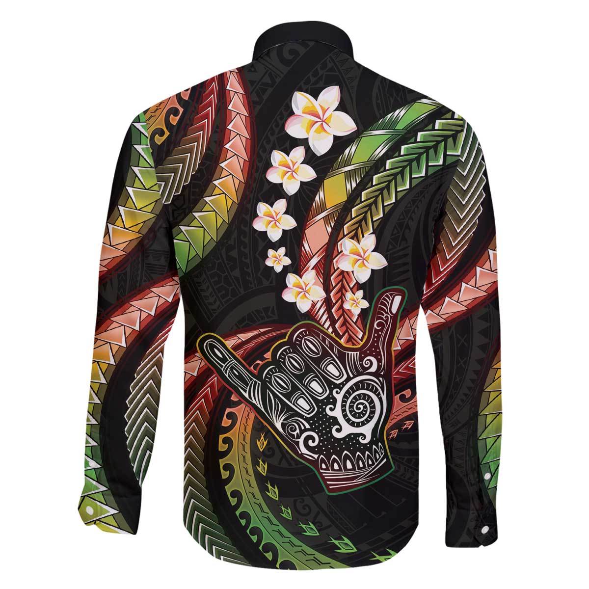 Hawaii Shaka Sign Family Matching Off The Shoulder Long Sleeve Dress and Hawaiian Shirt Fantastic Frangipani Reggae