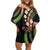 Hawaii Shaka Sign Family Matching Off Shoulder Short Dress and Hawaiian Shirt Fantastic Frangipani Reggae