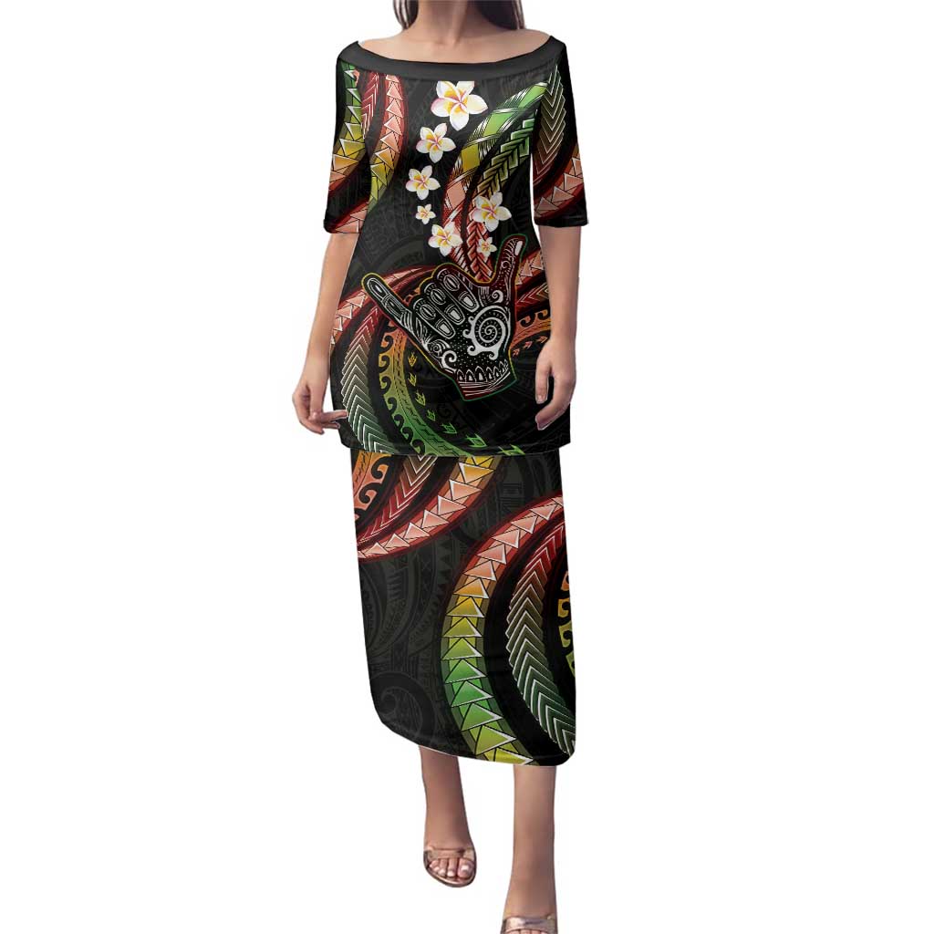 Hawaii Shaka Sign Family Matching Puletasi and Hawaiian Shirt Fantastic Frangipani Reggae