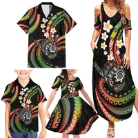 Hawaii Shaka Sign Family Matching Summer Maxi Dress and Hawaiian Shirt Fantastic Frangipani Reggae