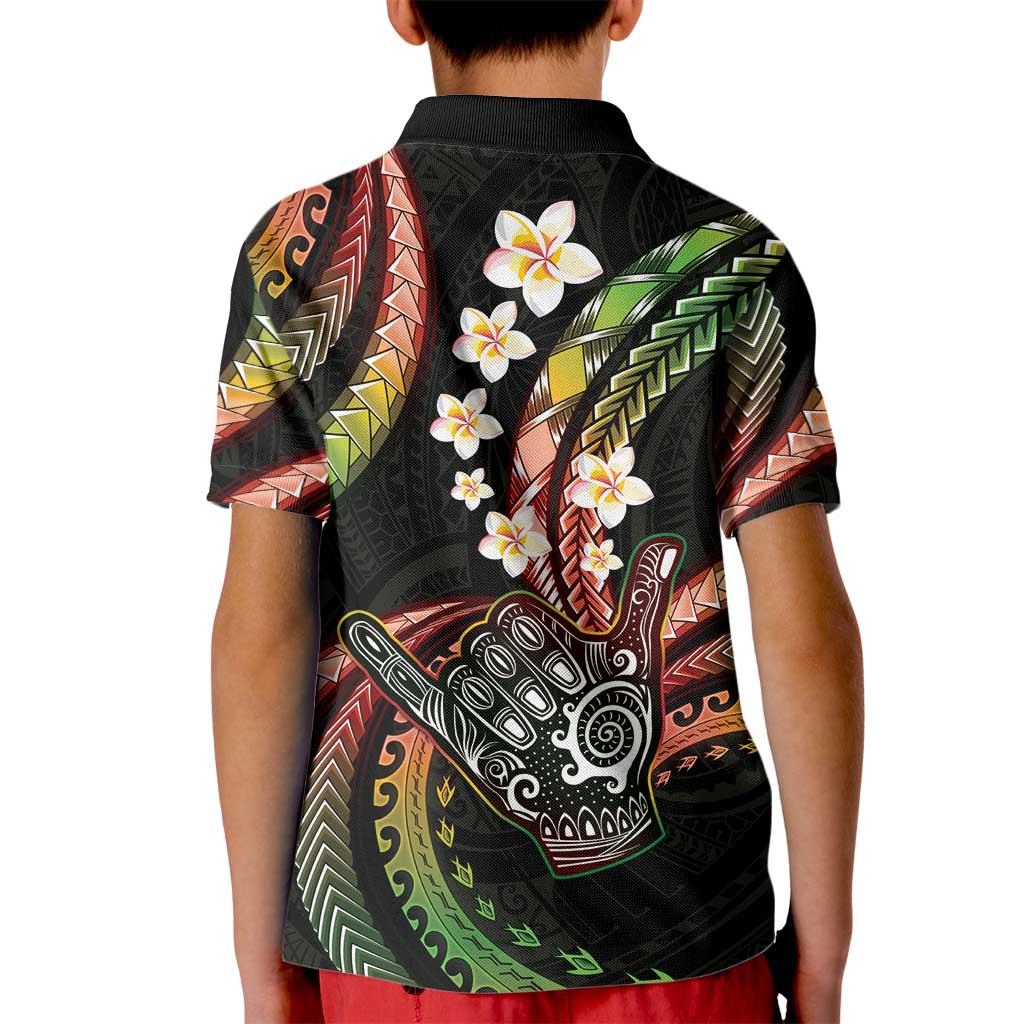 Hawaii Shaka Sign Kid Polo Shirt Fantastic Frangipani Reggae
