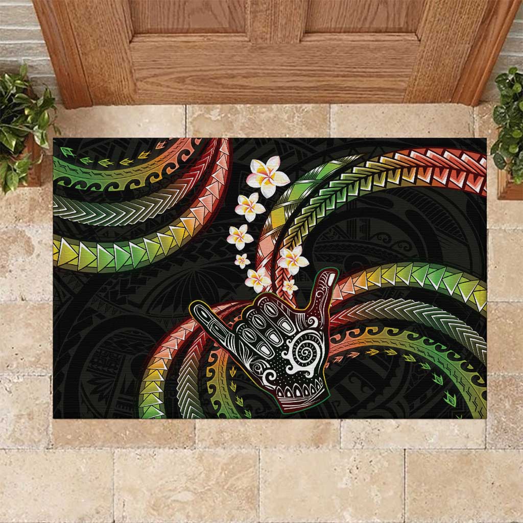 Hawaii Shaka Sign Rubber Doormat Fantastic Frangipani Reggae