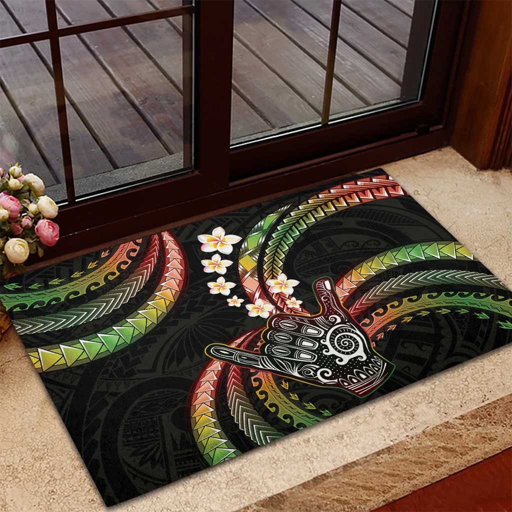 Hawaii Shaka Sign Rubber Doormat Fantastic Frangipani Reggae