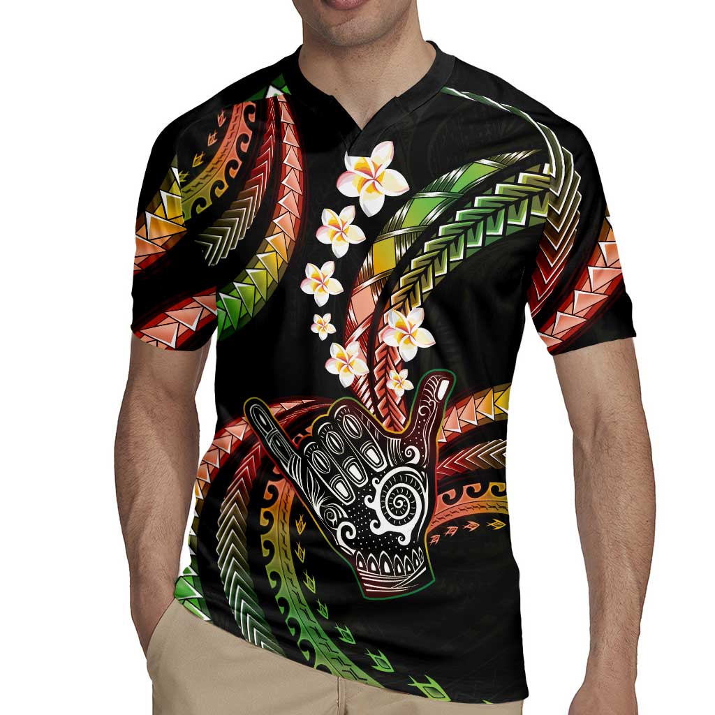 Hawaii Shaka Sign Rugby Jersey Fantastic Frangipani Reggae