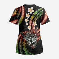 Hawaii Shaka Sign Scrub Top Fantastic Frangipani Reggae - Polynesian Pride