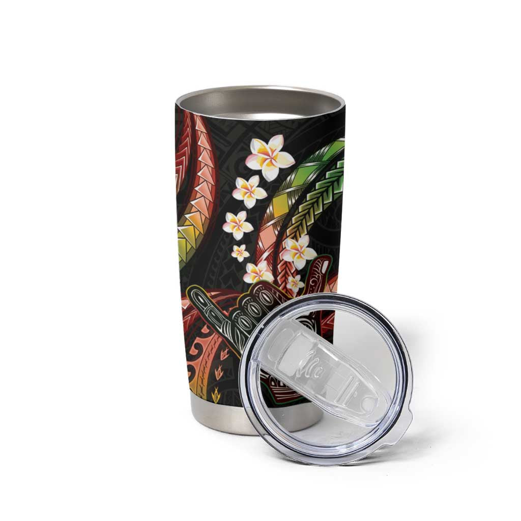 Hawaii Shaka Sign Tumbler Cup Fantastic Frangipani Reggae