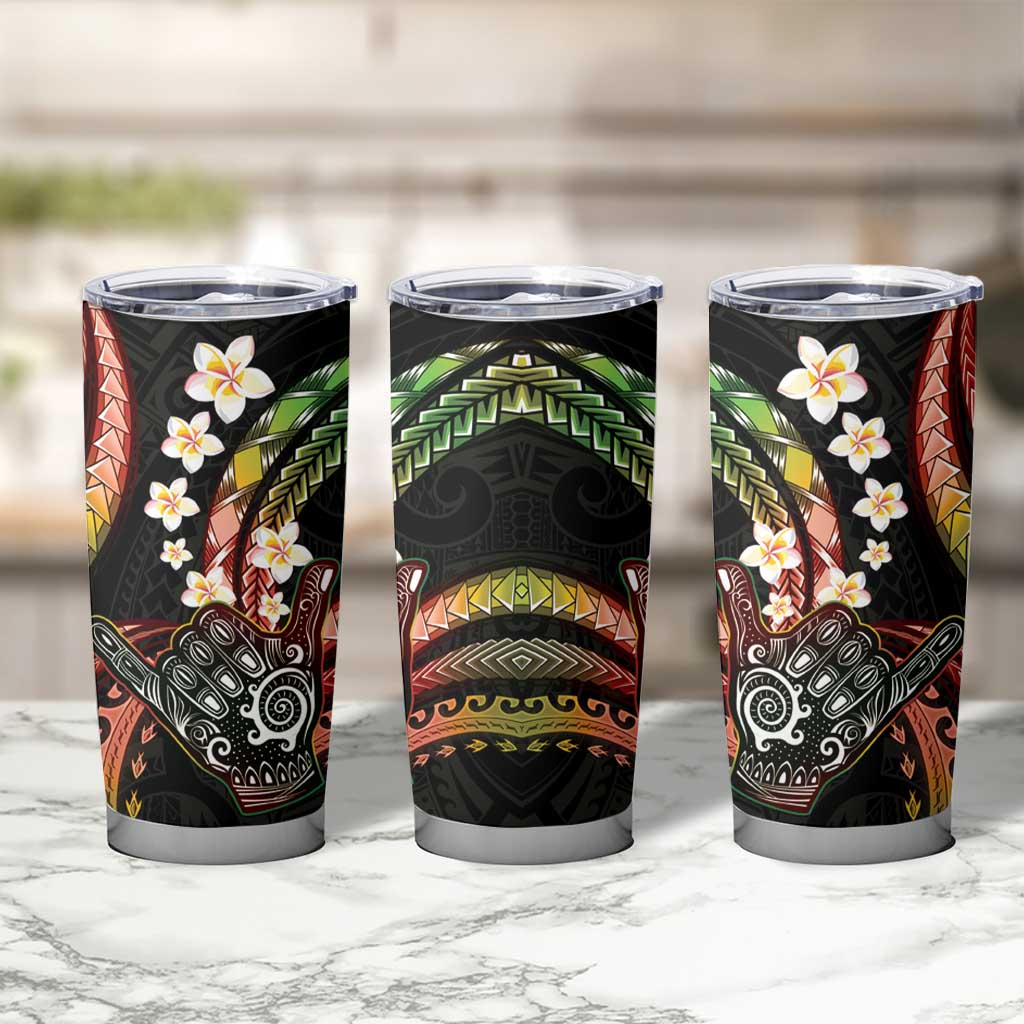 Hawaii Shaka Sign Tumbler Cup Fantastic Frangipani Reggae