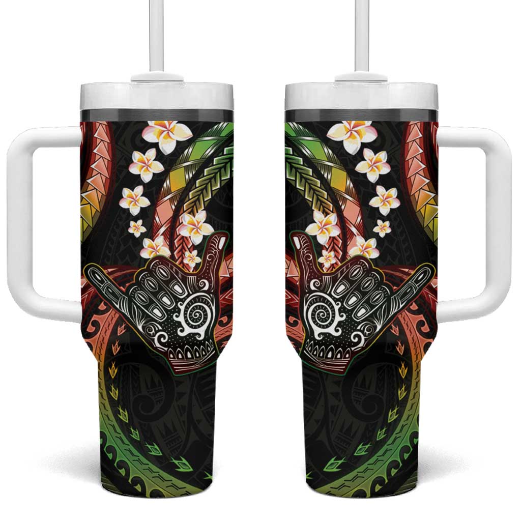 Hawaii Shaka Sign Tumbler With Handle Fantastic Frangipani Reggae