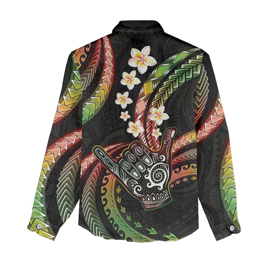 Hawaii Shaka Sign Women Casual Shirt Fantastic Frangipani Reggae