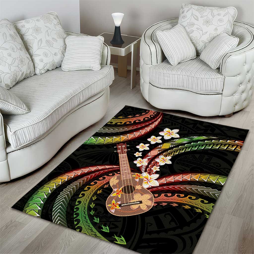 Hawaiian Ukulele Area Rug Jawaiian Fantastic Plumeria