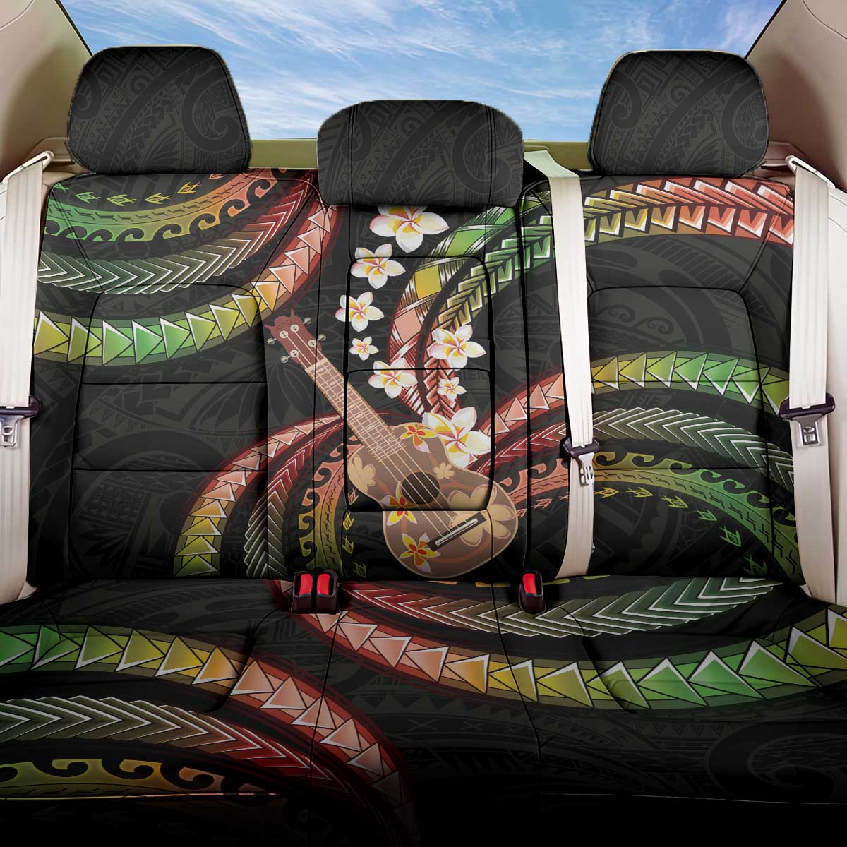 Hawaiian Ukulele Back Car Seat Cover Jawaiian Fantastic Plumeria