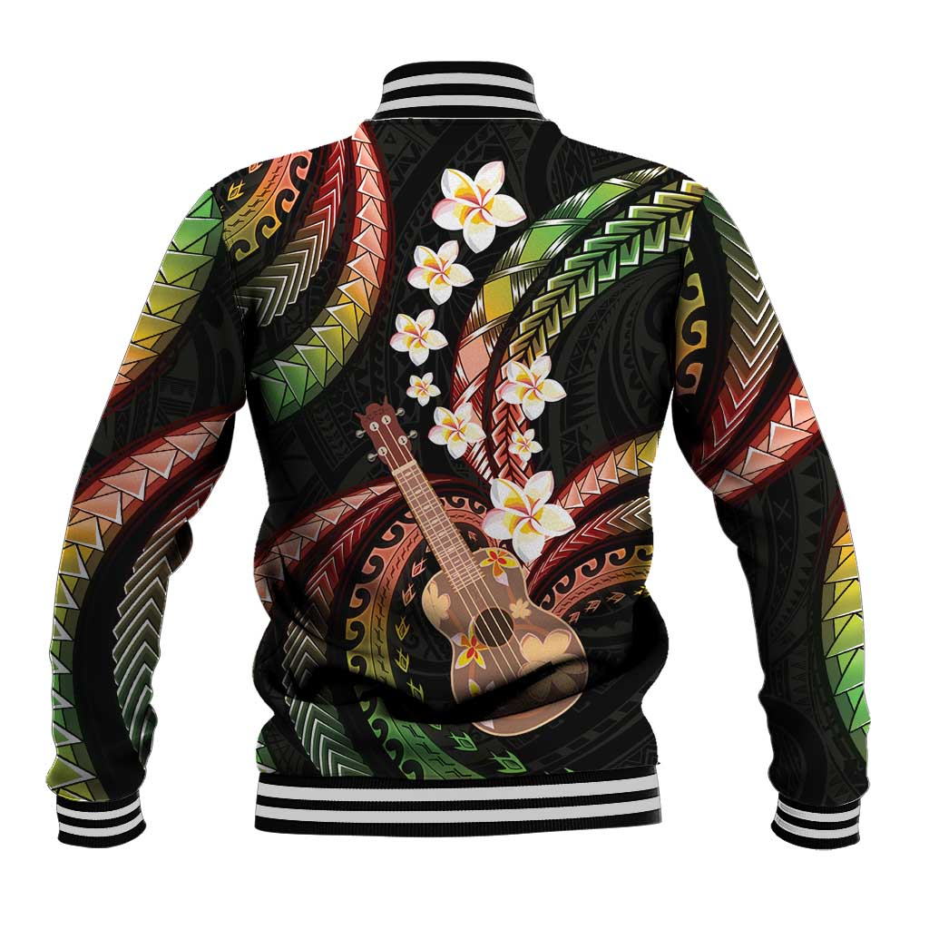 Hawaiian Ukulele Baseball Jacket Jawaiian Fantastic Plumeria