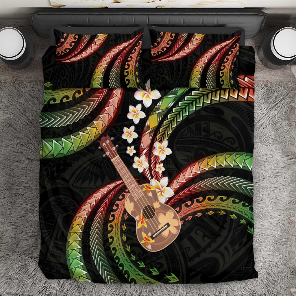 Hawaiian Ukulele Bedding Set Jawaiian Fantastic Plumeria