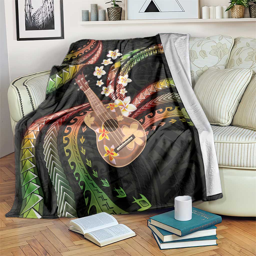 Hawaiian Ukulele Blanket Jawaiian Fantastic Plumeria