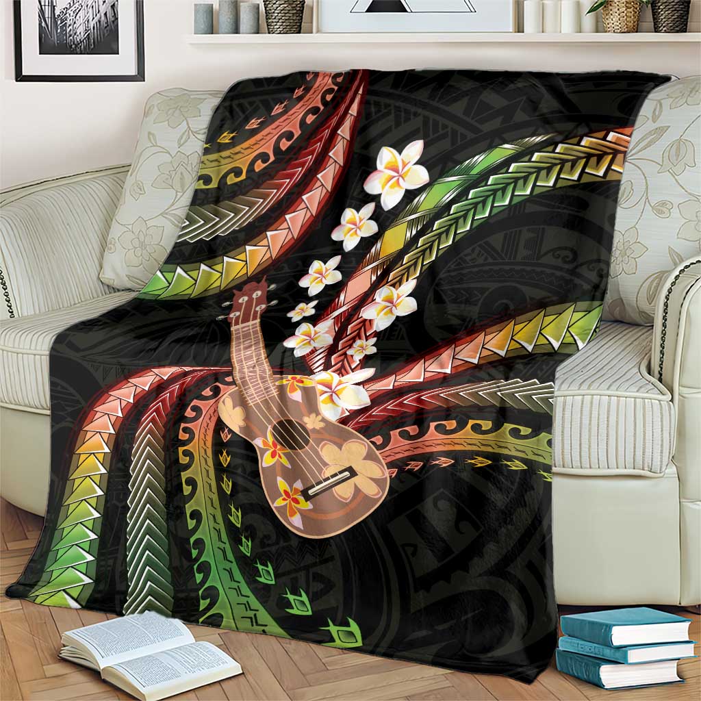 Hawaiian Ukulele Blanket Jawaiian Fantastic Plumeria