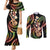 Hawaiian Ukulele Couples Matching Mermaid Dress and Long Sleeve Button Shirt Jawaiian Fantastic Plumeria