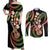 Hawaiian Ukulele Couples Matching Off Shoulder Maxi Dress and Long Sleeve Button Shirt Jawaiian Fantastic Plumeria