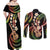 Hawaiian Ukulele Couples Matching Off Shoulder Maxi Dress and Long Sleeve Button Shirt Jawaiian Fantastic Plumeria