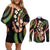 Hawaiian Ukulele Couples Matching Off Shoulder Short Dress and Long Sleeve Button Shirt Jawaiian Fantastic Plumeria