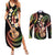 Hawaiian Ukulele Couples Matching Summer Maxi Dress and Long Sleeve Button Shirt Jawaiian Fantastic Plumeria