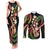 Hawaiian Ukulele Couples Matching Tank Maxi Dress and Long Sleeve Button Shirt Jawaiian Fantastic Plumeria