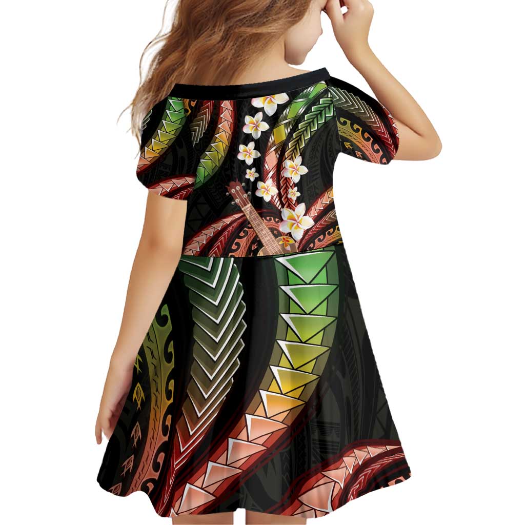 Hawaiian Ukulele Family Matching Off Shoulder Short Dress and Hawaiian Shirt Jawaiian Fantastic Plumeria