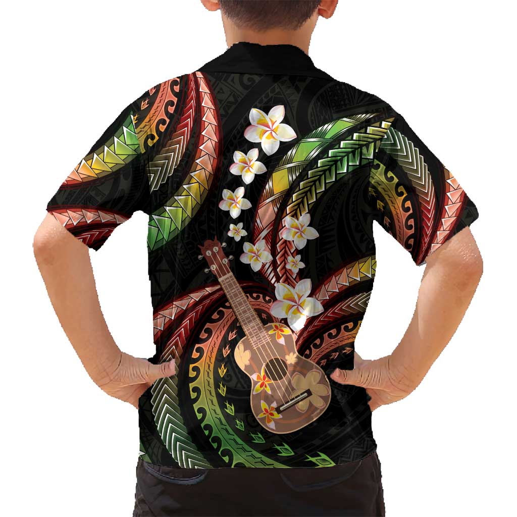 Hawaiian Ukulele Family Matching Puletasi and Hawaiian Shirt Jawaiian Fantastic Plumeria
