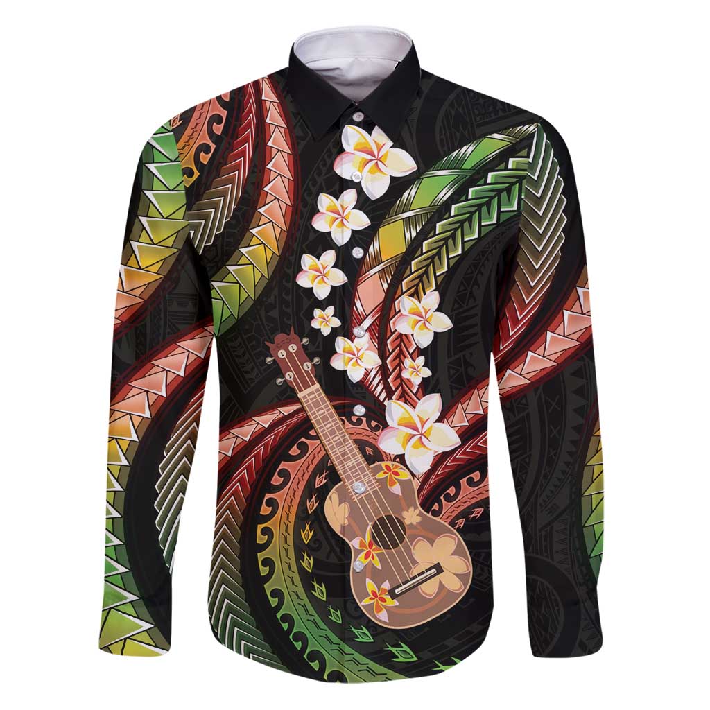 Hawaiian Ukulele Family Matching Puletasi and Hawaiian Shirt Jawaiian Fantastic Plumeria