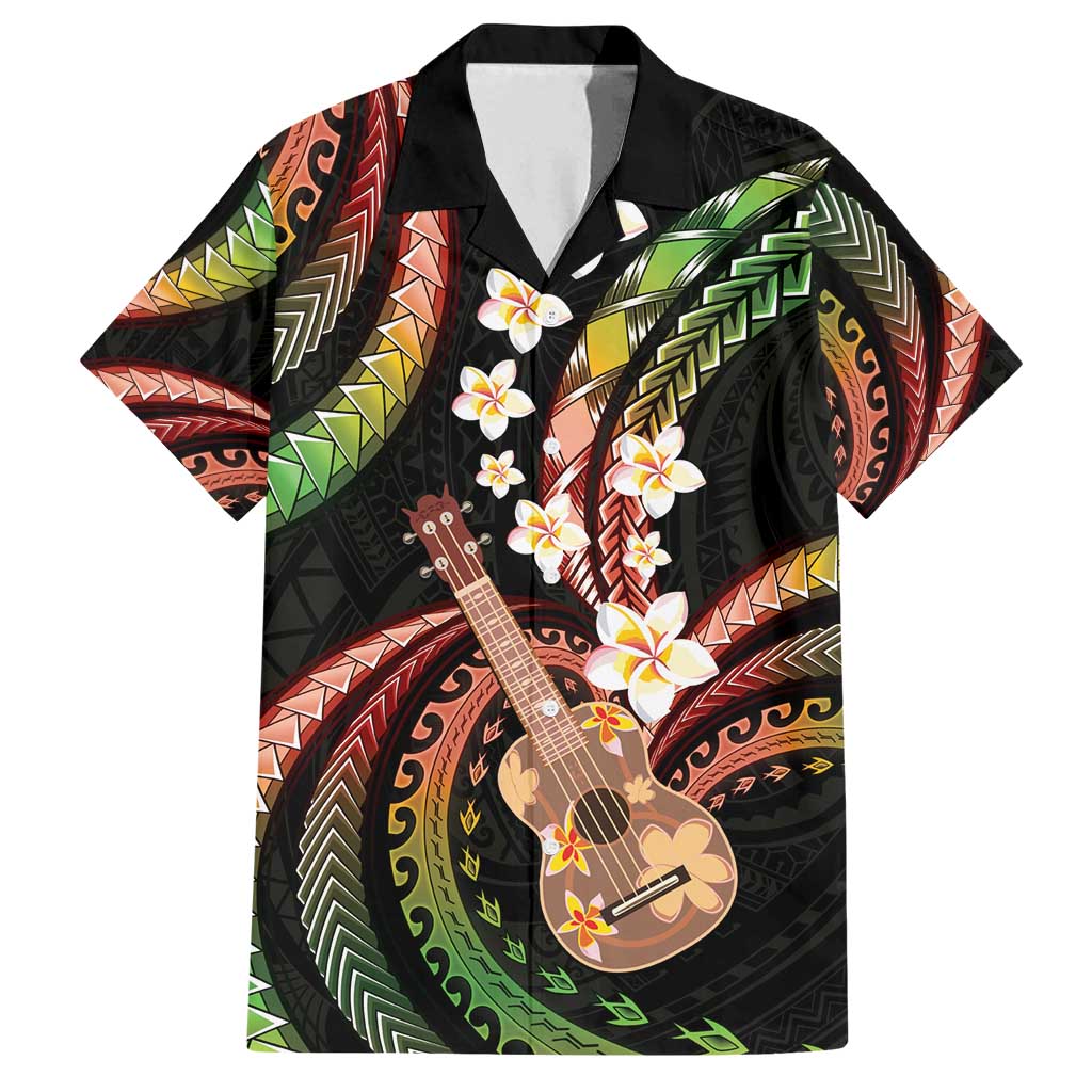 Hawaiian Ukulele Family Matching Tank Maxi Dress and Hawaiian Shirt Jawaiian Fantastic Plumeria