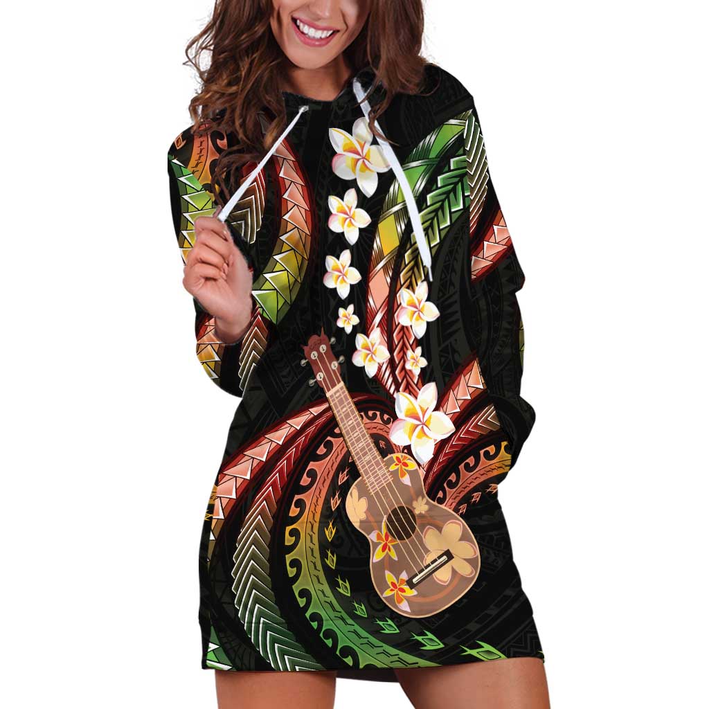 Hawaiian Ukulele Hoodie Dress Jawaiian Fantastic Plumeria