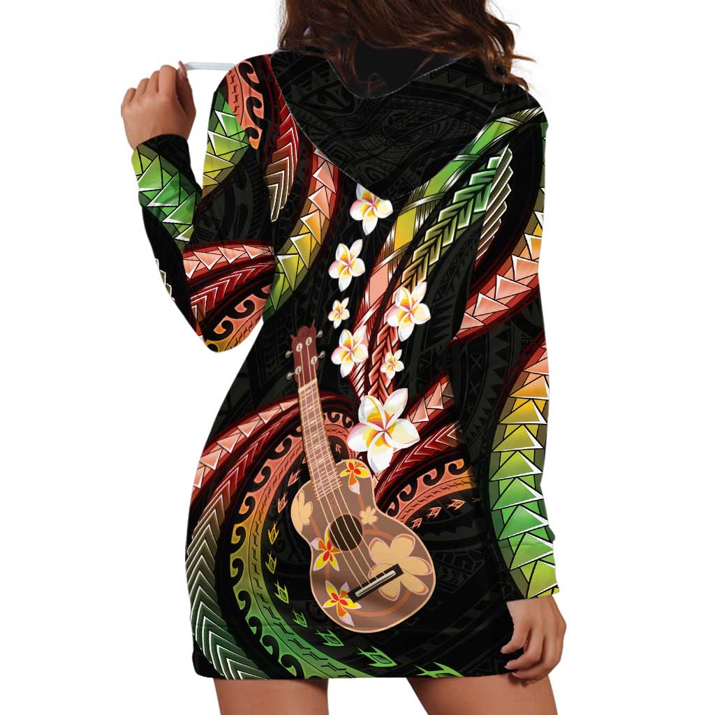 Hawaiian Ukulele Hoodie Dress Jawaiian Fantastic Plumeria