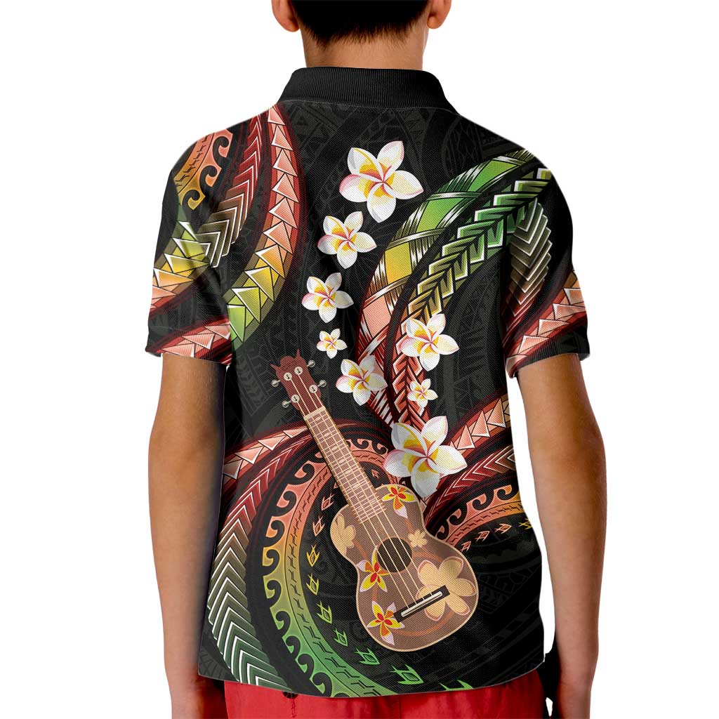 Hawaiian Ukulele Kid Polo Shirt Jawaiian Fantastic Plumeria