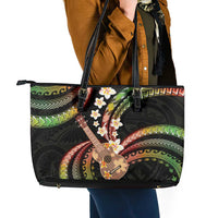Hawaiian Ukulele Leather Tote Bag Jawaiian Fantastic Plumeria