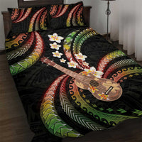 Hawaiian Ukulele Quilt Bed Set Jawaiian Fantastic Plumeria