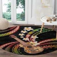 Hawaiian Ukulele Round Carpet Jawaiian Fantastic Plumeria
